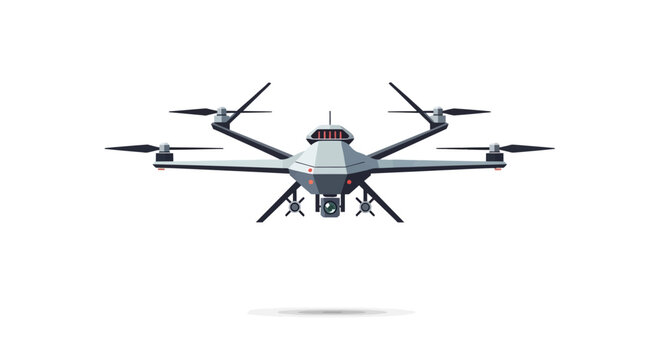 Futuristic hexacopter drone isolated on white background