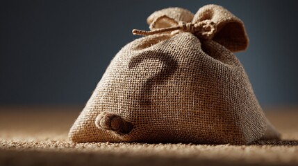 Fototapeta premium Katzenpfote schaut aus Jutesack mit Fragezeichen – Sprichwort Die Katze im Sack kaufen
