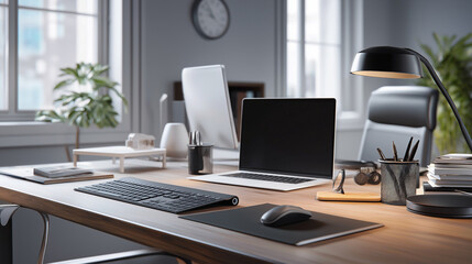 Fototapeta premium A futuristic workspace with a fully wireless setup.