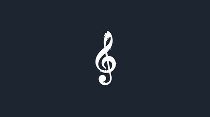Obraz premium White Treble Clef Music Symbol on Dark Background. G-Clef Graphic for Musical Themes, Sound, Art, and Design Elements.