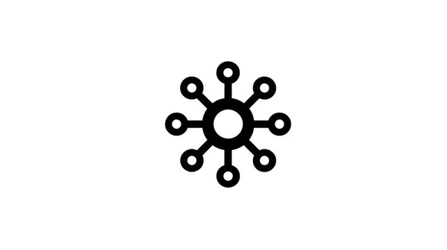 Abstract network connection icon representing data flow, technology, communication, and decentralized systems. Digital hub symbol.