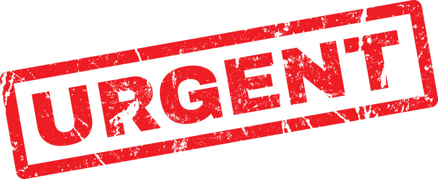 Red urgent stamp on white background for immediate attention