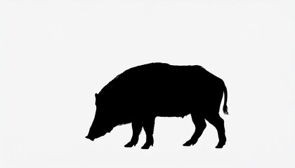 Fototapeta premium Wild boar silhouette with copy space minimal concept