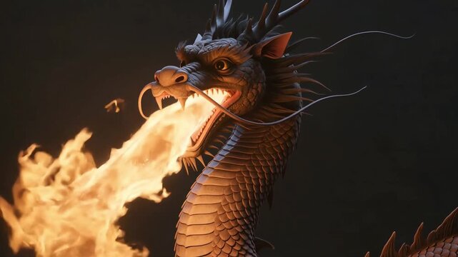 Fiery Dragon Unleashes Flames in Dramatic Display of Power