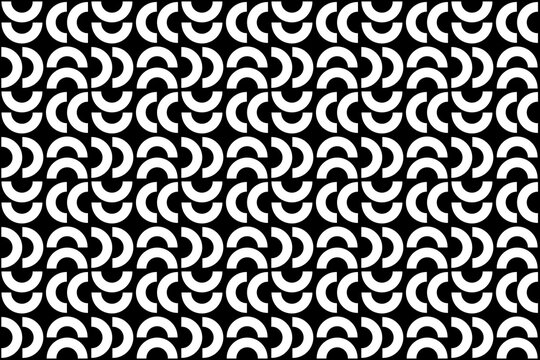 Black and white geometric pattern background with motif nirmana line or nirmana plane. Geometric pattern with semicircular shape or for tile, visual texture, textile, fabric, decorative interior, etc 