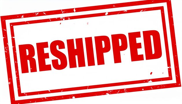 Bold Red &ldquo;RESHIPPED&rdquo; Stamp Graphic &ndash; Logistics & Delivery Label