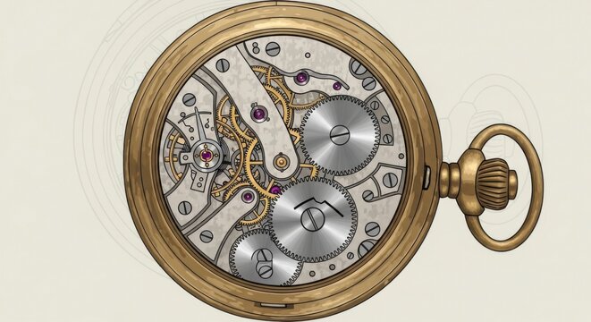 Exposed mechanism of antique pocket watch