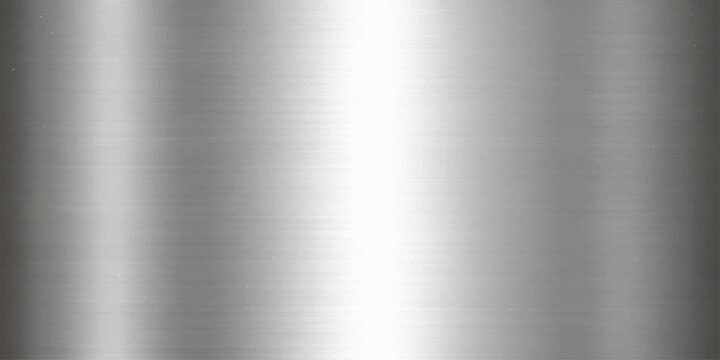 A polished silver stainless steel plate featuring a shiny brushed metal texture on an industrial grey aluminium surface with a seamless metallic pattern and reflective alloy material