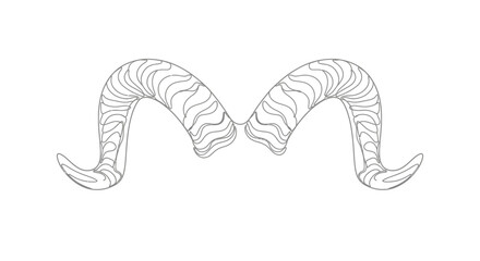 Ram Horns Outline Drawing - Majestic Aries Symbol © Azizi