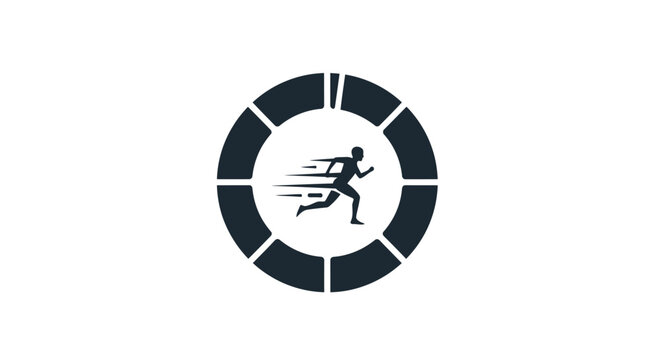Running Man in Circular Motion Logo.