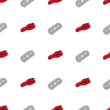 Barbershop pattern. barber tools seamless pattern. doodle barber equipment seamless pattern background