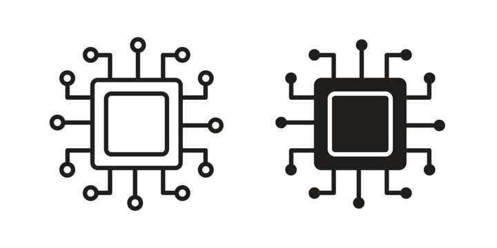 Computer science icon symbol. Vector outline drawing. Editable stroke.