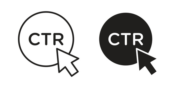 CTR icon symbol. Vector outline drawing. Editable stroke.