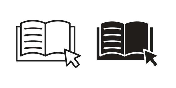 E-book icon symbol. Vector outline drawing. Editable stroke.