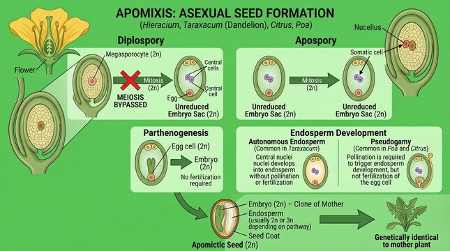 Apomixis Asexual Seed Formation in Plants Diagram