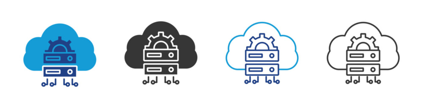 cloud server icon set multiple style collection	
