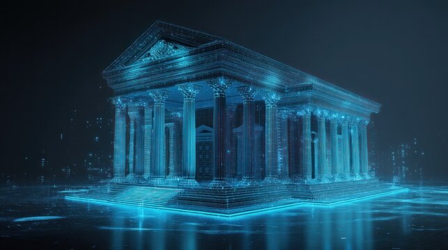 Digital rendering of a classical building