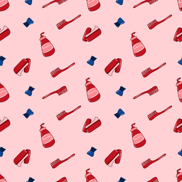 Barbershop pattern. barber tools seamless pattern. doodle barber equipment seamless pattern background