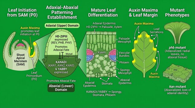 Title:  
Leaf Development and Patterning Molecular Biology Diagram