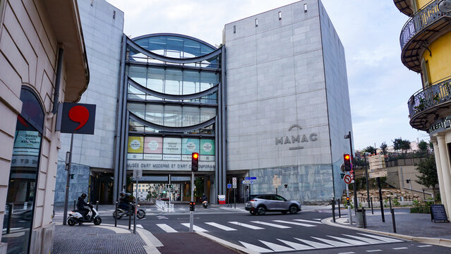 Nice , France - March 9, 2026: Modern and Contemporary Art Museum MAMAC Musee d'Art Moderne et Contemporain in Carabace district of Nice on French Riviera