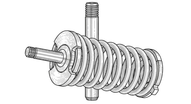 Vintage engraving of industrial worm gear mechanical component