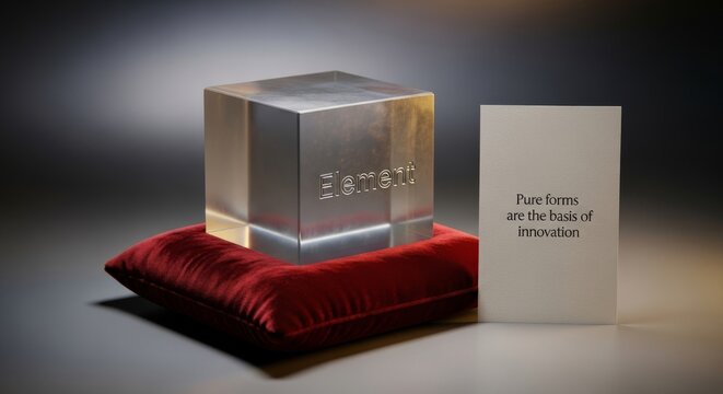 Silver Element Award Cube on Red Cushion