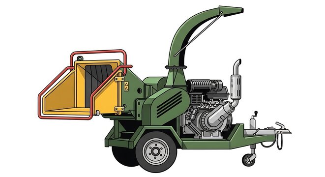 Green wood chipper machine equipment.