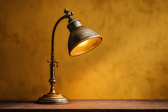 Vintage lamp on yellow wall
