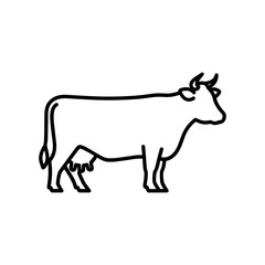 Fototapeta premium A simple line drawing of a cow and her calf standing side by side.