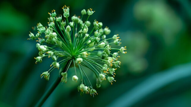 Ornamental leek plant, seeds forming where flowers were, in Baden-Wuerttemberg, Germany, Europe.