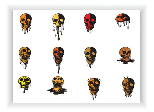 Horror Skull Faces Bundle with Liquid Melt Effect Vector Design
