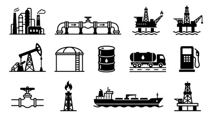 Obraz premium Oil and gas industrial icons set.