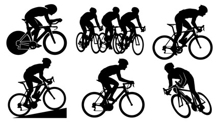 Fototapeta premium Silhouette of cyclist riding bicycle.