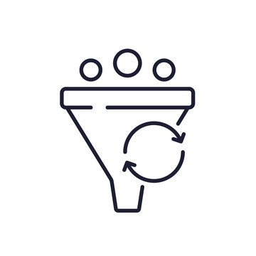funnel line icon on white, marketing and social media concept
