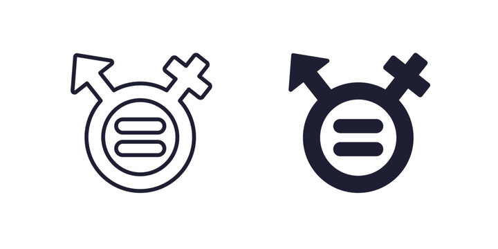 gender equity icon, line and solid design