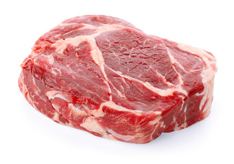 Obraz premium Raw ribeye beef steak isolated on white
