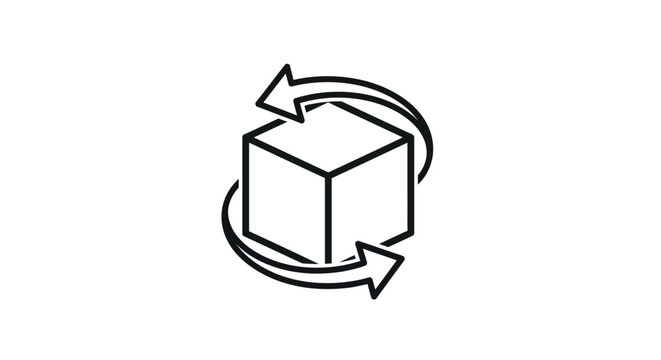 Rotating Cube with Arrows Around It.