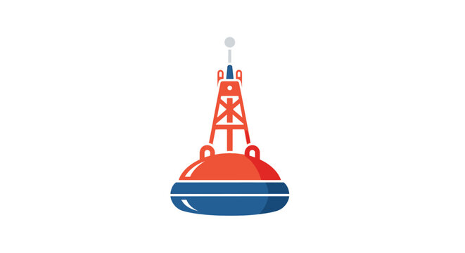 Red and blue ocean navigation buoy.