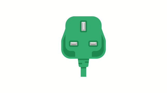 Green UK electrical plug illustration on white background