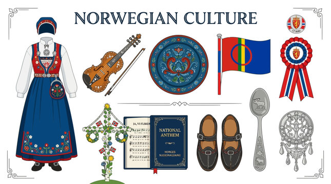 Collection of Norwegian Cultural Symbols and Traditions.
