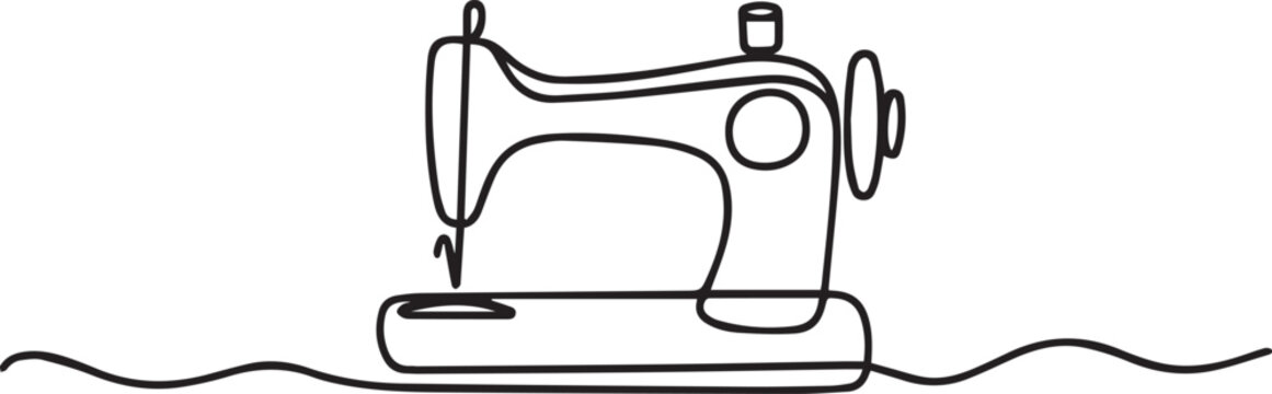 Old fashioned sewing machine with thread on table Vector