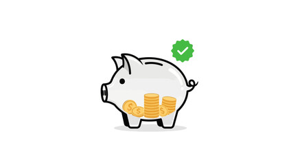 Piggy bank with gold coins inside. © Gilangaa