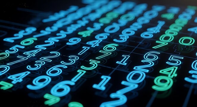 Close-up of binary code on screen.