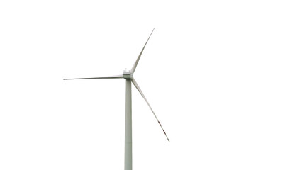 White isolated wind turbine closeup view © AlexGo