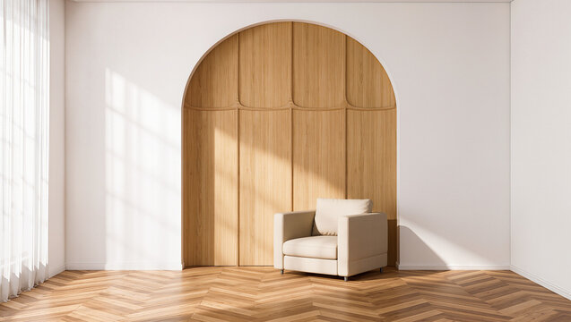 Modern beige armchair interior design.