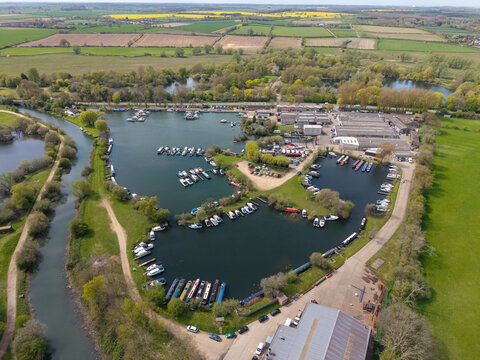 Oundle Marina, located on the River Nene in Northamptonshire, England. 