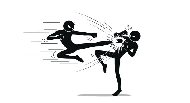 Martial arts kickboxing fighting stance.