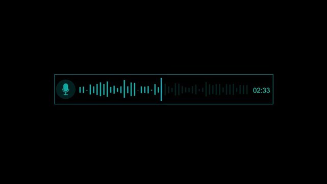 Abstract Wave Voice Animation. 5:00 seconds IMO Messenger Voice Message Recording Animation. Microphone Icon with Audio Spectrum Animation. Motion graphics of voice concept