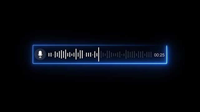 Abstract Wave Voice Animation. 50 seconds IMO Messenger Voice Message Recording Animation. Microphone Icon with Audio Spectrum Animation. Motion graphics of voice concept