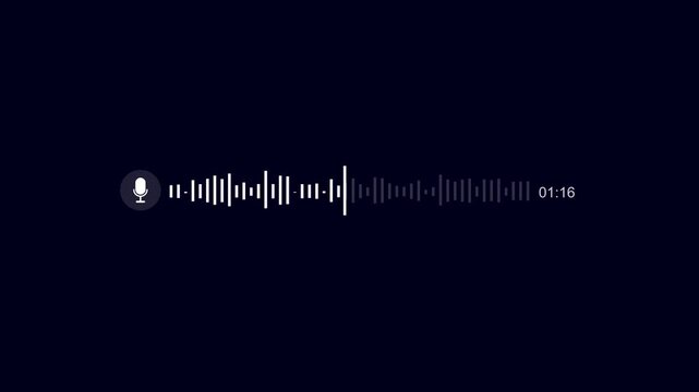 Abstract Wave Voice Animation. 2:30 seconds IMO Messenger Voice Message Recording Animation. Microphone Icon with Audio Spectrum Animation. Motion graphics of voice record direction